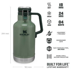 Stanley Classic Vacuum Beer Growler - Water Bottle -Sea to Sum Camping Shop stanley classic vacuum beer growler water bottle detail 4